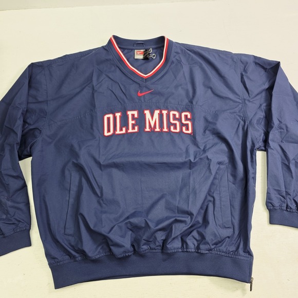 Vintage Nike Ole Miss Rebels NCAA Windbreaker Pullover Center Swoosh Side Zip XL - Picture 2 of 13